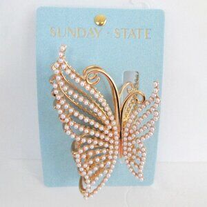 Sunday State Pearl Gold Butterfly Hair Claw Clip